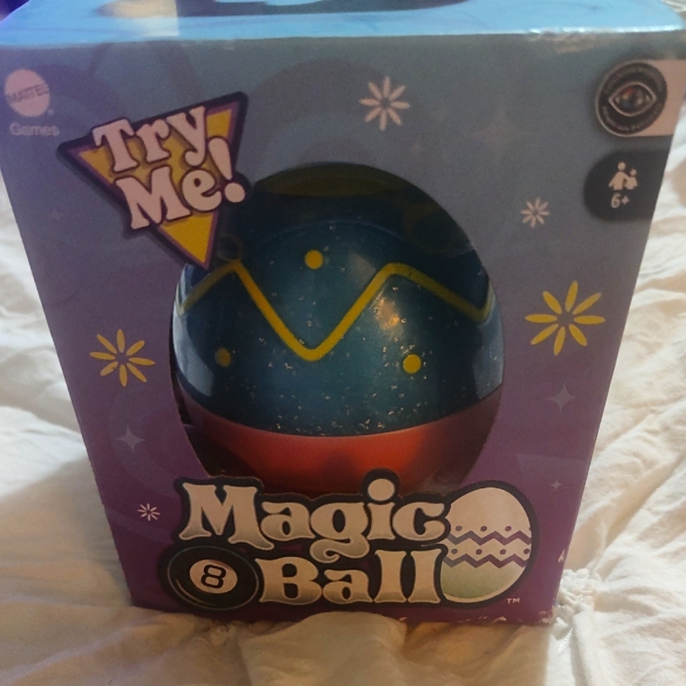 NWT Mattel Magic 8 Ball - Blue, Yellow, and Pink In The Shape Of An Egg Ages 6 +